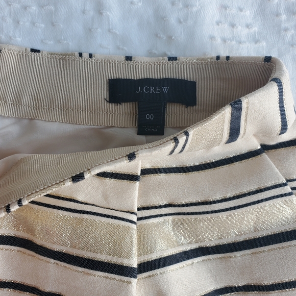 J.Crew Metallic Gold Striped Mini Skirt – Size 00 - Picture 3 of 5